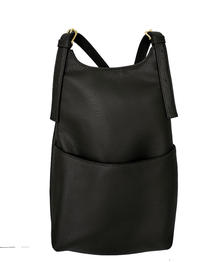 JP Ourse & Cie online Convertible Bucket Backpack Black Pebbled Genuine Leather Bag